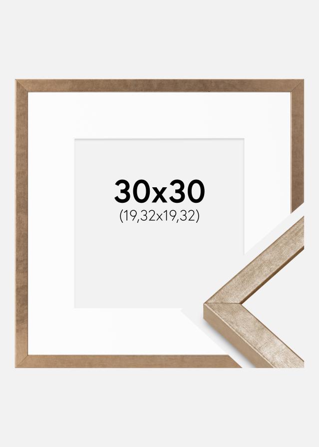 Cadre Ares Laiton 30x30 cm - Passe-partout Blanc 8x8 inches