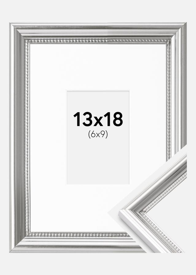 Cadre Gala Argent 13x18 cm - Passe-partout Blanc 7x10 cm