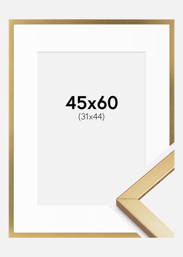Cadre Minerva Or 45x60 cm - Passe-partout Blanc 32x45 cm