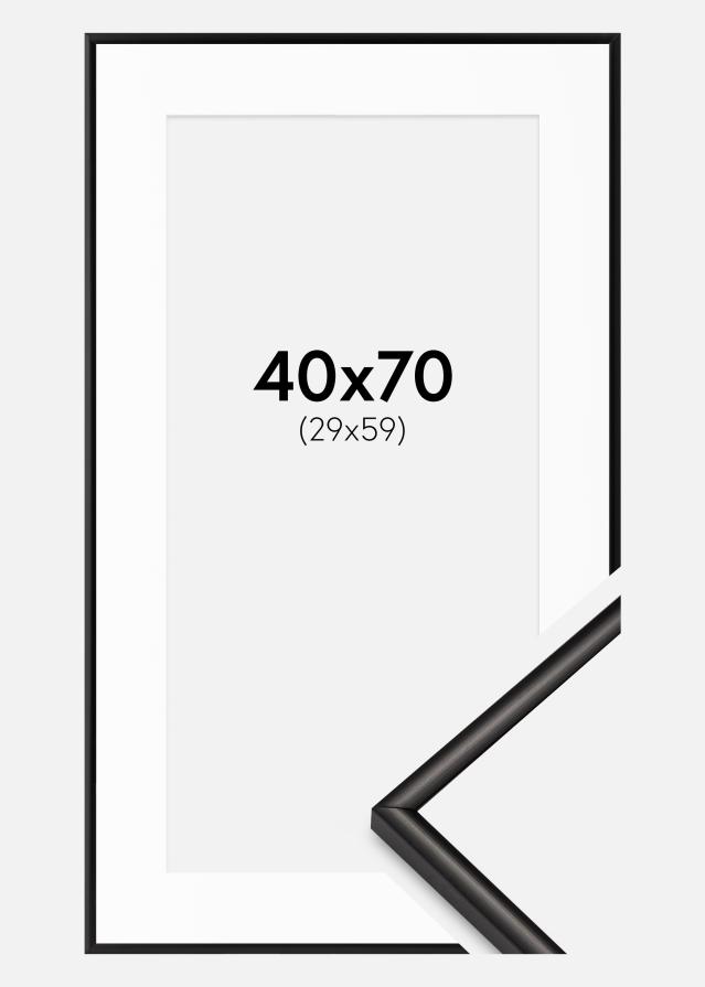 Cadre Scandi Mat Noir 40x70 cm - Passe-partout Blanc 30x60 cm
