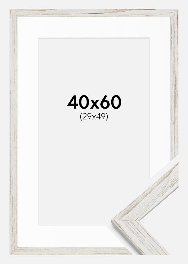 Cadre Stilren Vintage Blanc 40x60 cm - Passe-partout Blanc 30x50 cm