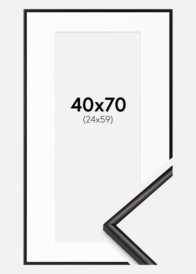 Cadre Scandi Mat Noir 40x70 cm - Passe-partout Blanc 25x60 cm