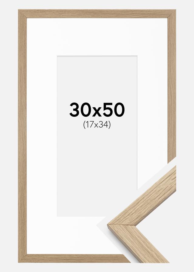 Cadre Stilren Chêne 30x50 cm - Passe-partout Blanc 18x35 cm