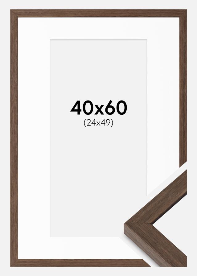 Cadre Hermes Noyer 40x60 cm - Passe-partout Blanc 25x50 cm