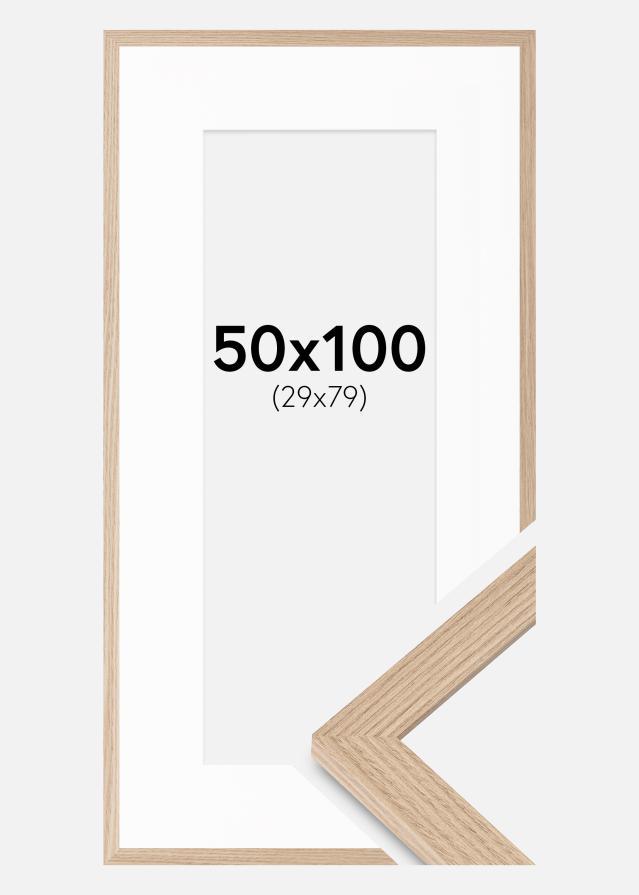 Cadre BGA Classic Chêne 50x100 cm - Passe-partout Blanc 30x80 cm