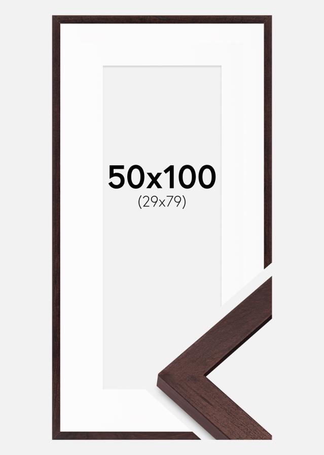 Cadre BGA Classic Noyer 50x100 cm - Passe-partout Blanc 30x80 cm
