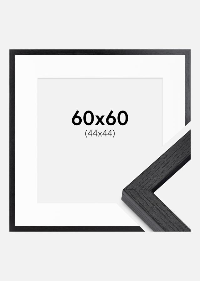 BGA Cadre Boîte Noir 60x60 cm - Passe-partout Blanc 45x45 cm