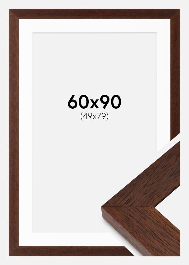 Cadre Juno Teak 60x90 cm - Passe-partout Blanc 50x80 cm