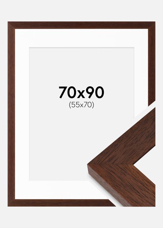 Cadre Juno Teak 70x90 cm - Passe-partout Blanc 56x71 cm