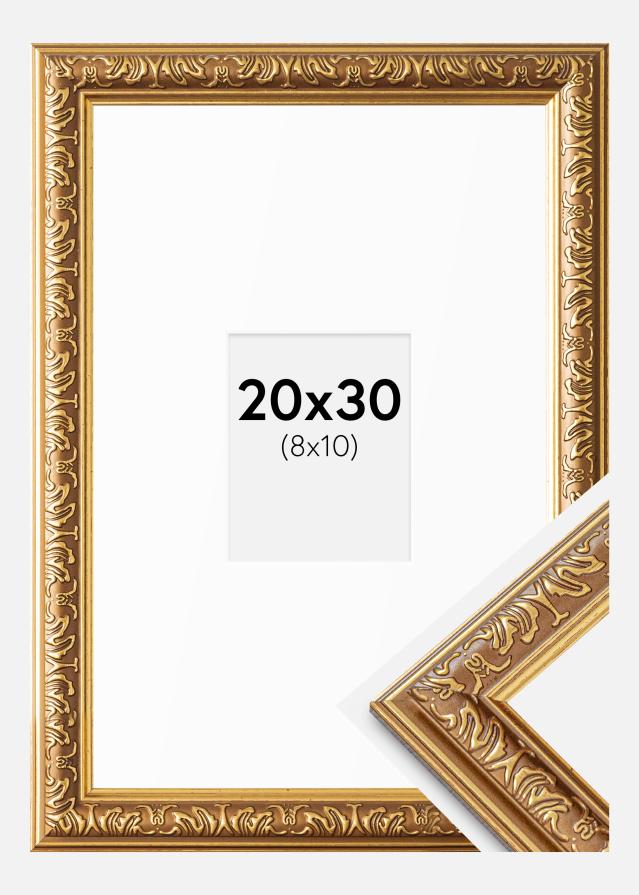 Cadre Swirl Or 20x30 cm - Passe-partout Blanc 9x11 cm