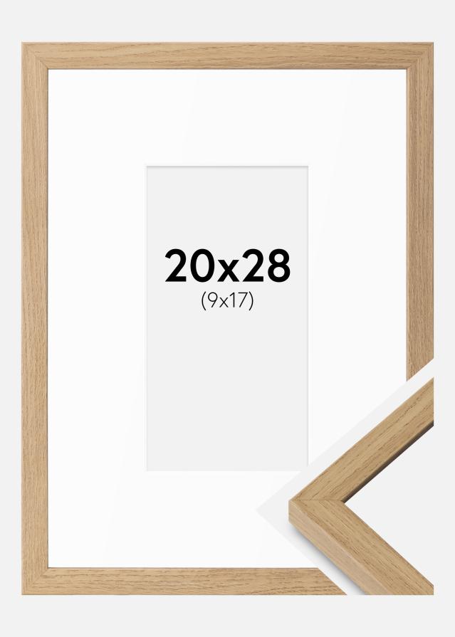 Cadre Ares Chêne Naturel 20x28 cm - Passe-partout Blanc 10x18 cm