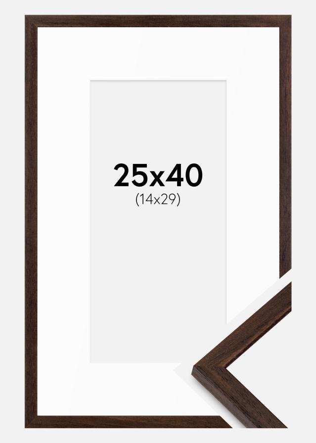 Cadre Edsbyn Noyer 25x40 cm - Passe-partout Blanc 15x30 cm