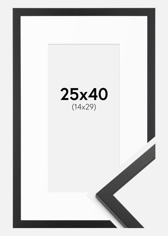 Cadre Trendy Noir 25x40 cm - Passe-partout Blanc 15x30 cm