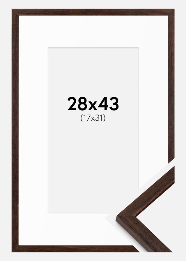 Cadre Edsbyn Noyer 28x43 cm - Passe-partout Blanc 18x32 cm