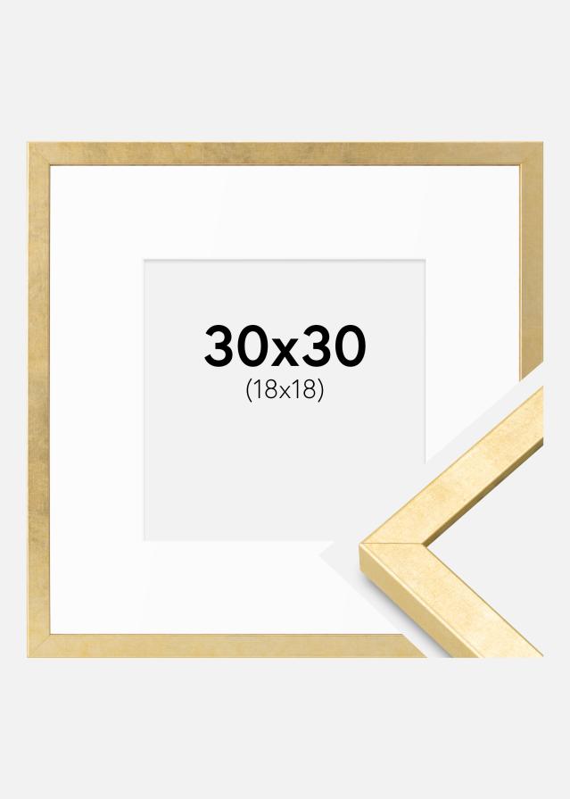 Cadre Ares Or 30x30 cm - Passe-partout Blanc 19x19 cm