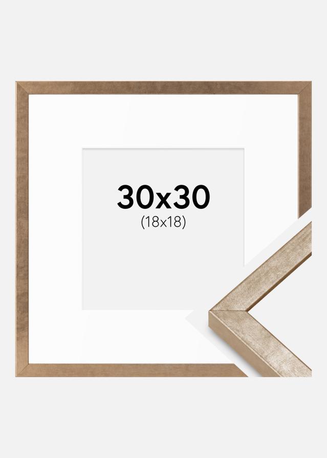 Cadre Ares Laiton 30x30 cm - Passe-partout Blanc 19x19 cm