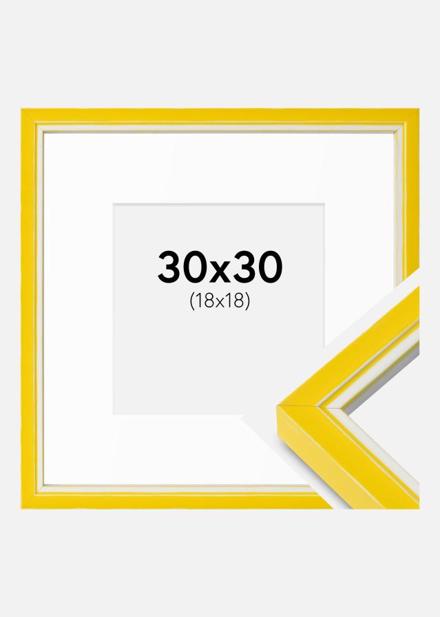 Cadre Diana Jaune 30x30 cm - Passe-partout Blanc 19x19 cm