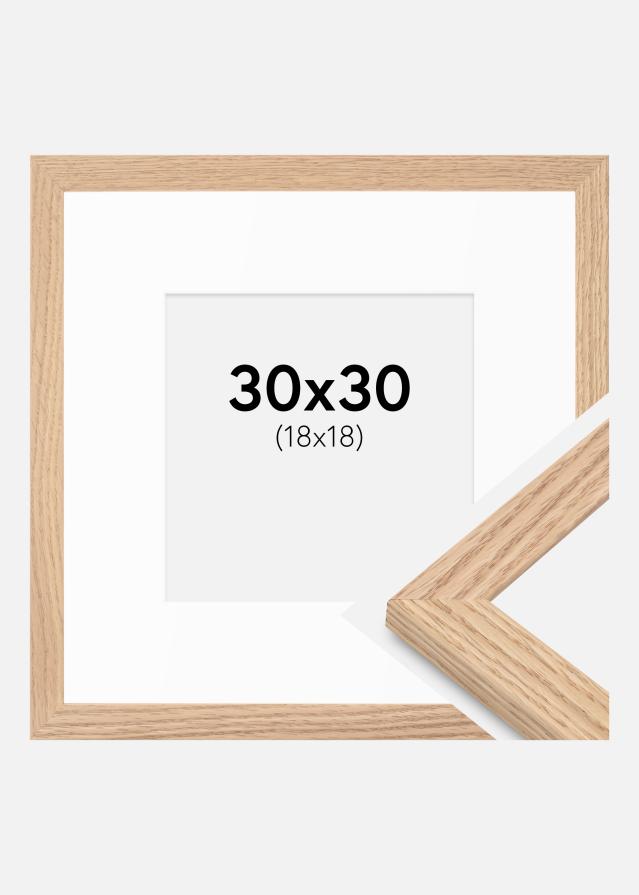 Cadre Tidlös Chêne massif 30x30 cm - Passe-partout Blanc 19x19 cm