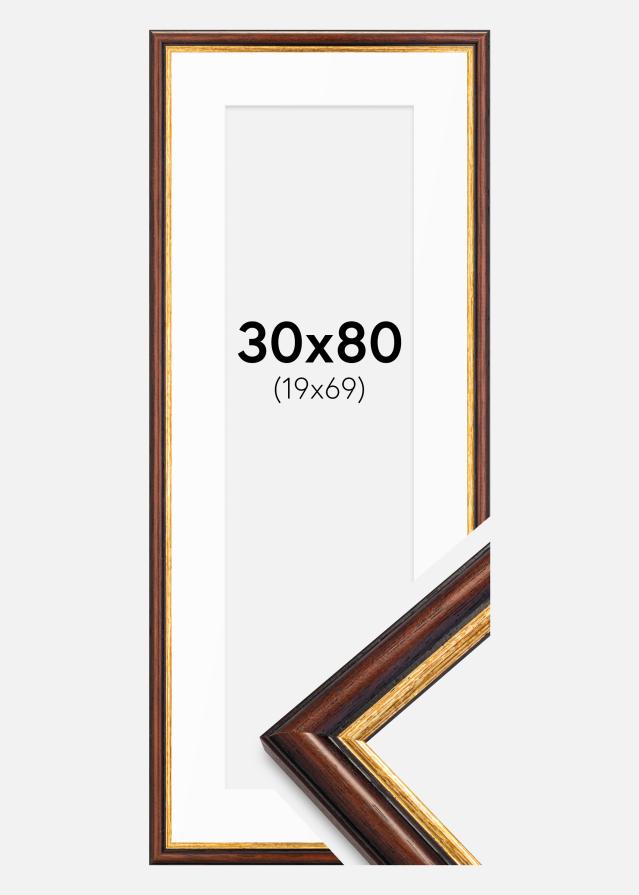 Cadre Siljan Marron 30x80 cm - Passe-partout Blanc 20x70 cm