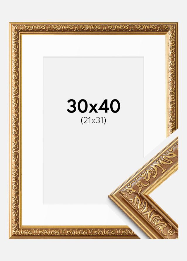 Cadre Swirl Or 30x40 cm - Passe-partout Blanc 22x32 cm