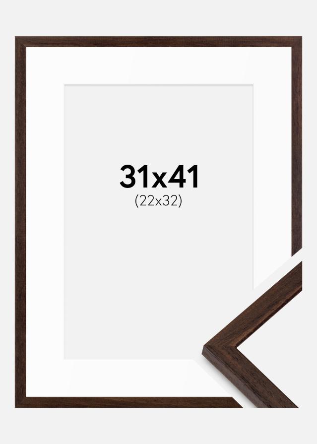 Cadre Edsbyn Noyer 31x41 cm - Passe-partout Blanc 23x33 cm