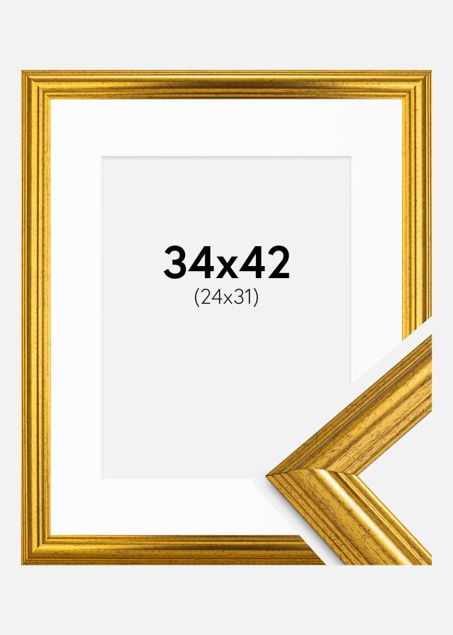 Cadre Västkusten Or 34x42 cm - Passe-partout Blanc 25x32 cm