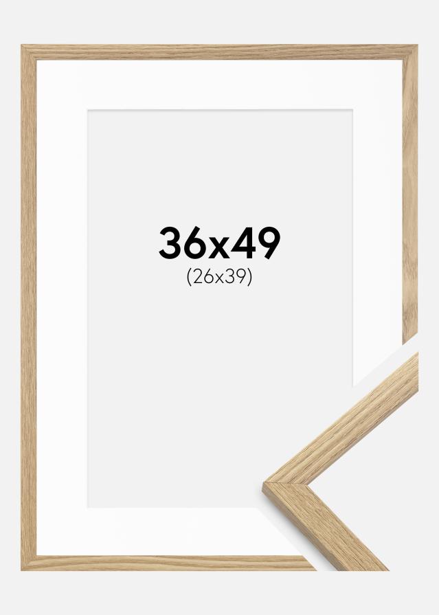 Cadre Trendy Chêne 36x49 cm - Passe-partout Blanc 27x40 cm