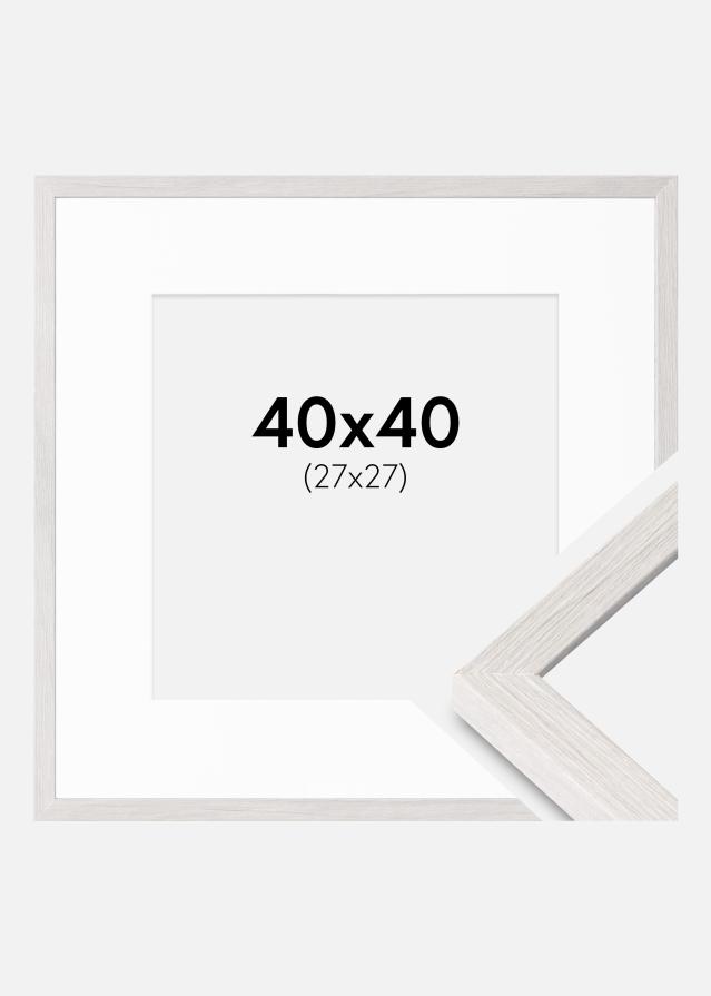 Cadre Ares Chêne Blanc 40x40 cm - Passe-partout Blanc 28x28 cm