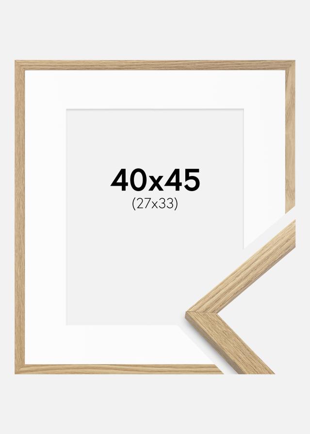 Cadre Trendy Chêne 40x45 cm - Passe-partout Blanc 28x34 cm
