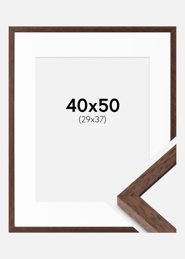 Cadre Ares Teak 40x50 cm - Passe-partout Blanc 30x38 cm