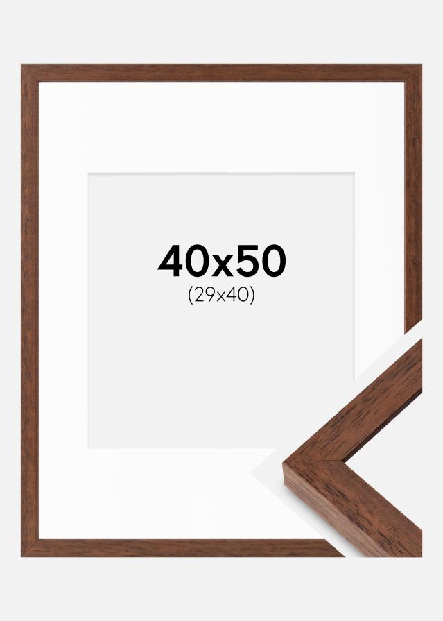 Cadre Hermes Teak 40x50 cm - Passe-partout Blanc 30x41 cm
