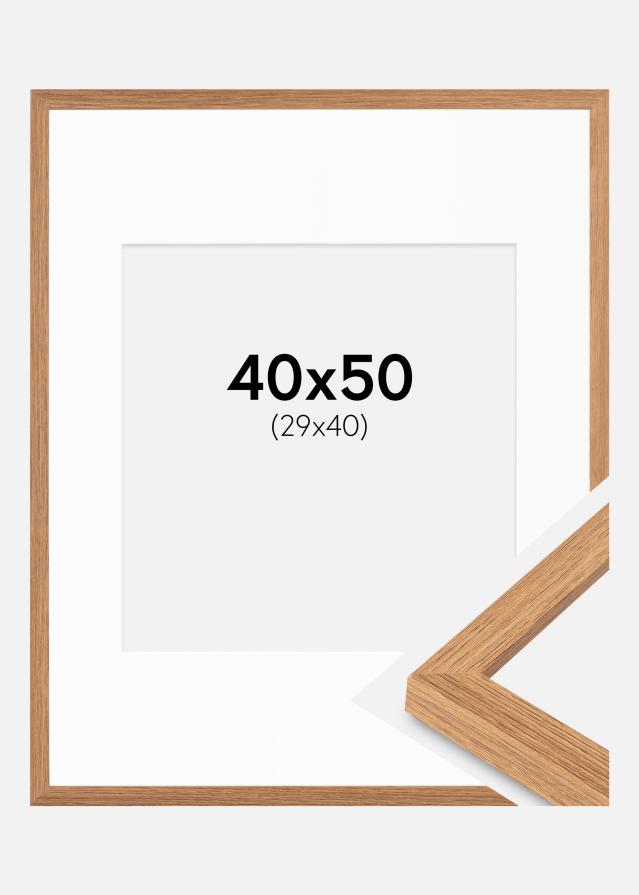 Cadre Modern Teak 40x50 cm - Passe-partout Blanc 30x41 cm