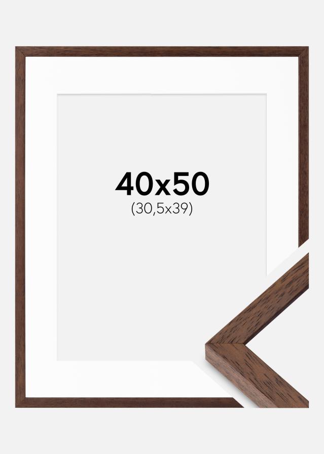 Cadre Ares Teak 40x50 cm - Passe-partout Blanc 31,5x40 cm
