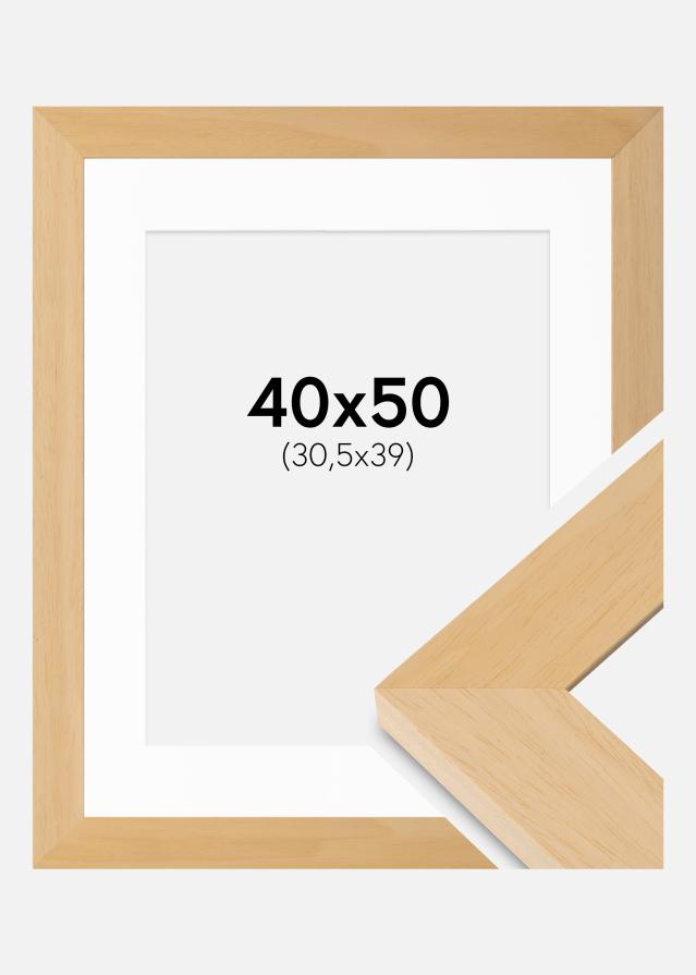 Cadre Juno Bois 40x50 cm - Passe-partout Blanc 31,5x40 cm