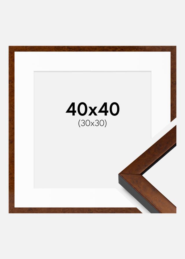 Cadre Ares noyer 40x40 cm - Passe-partout Blanc 31x31 cm
