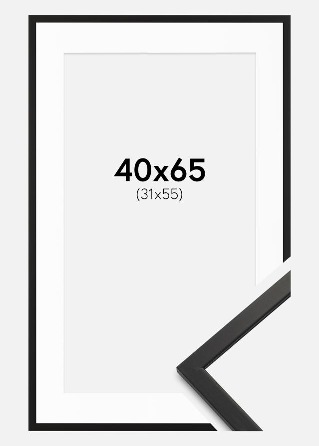 Cadre Edsbyn Noir 40x65 cm - Passe-partout Blanc 32x56 cm