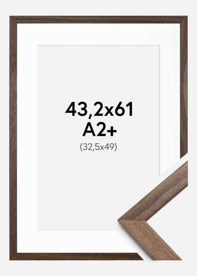 Cadre Stilren Noyer 43,2x61 cm - Passe-partout Blanc 33,5x50 cm