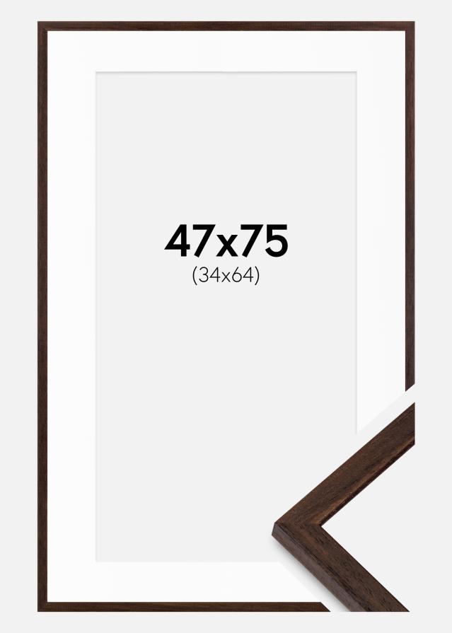 Cadre Edsbyn Noyer 47x75 cm - Passe-partout Blanc 35x65 cm