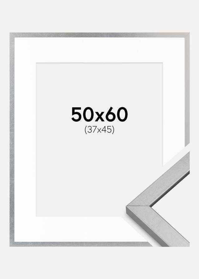 Cadre Minerva Argent 50x60 cm - Passe-partout Blanc 38x46 cm