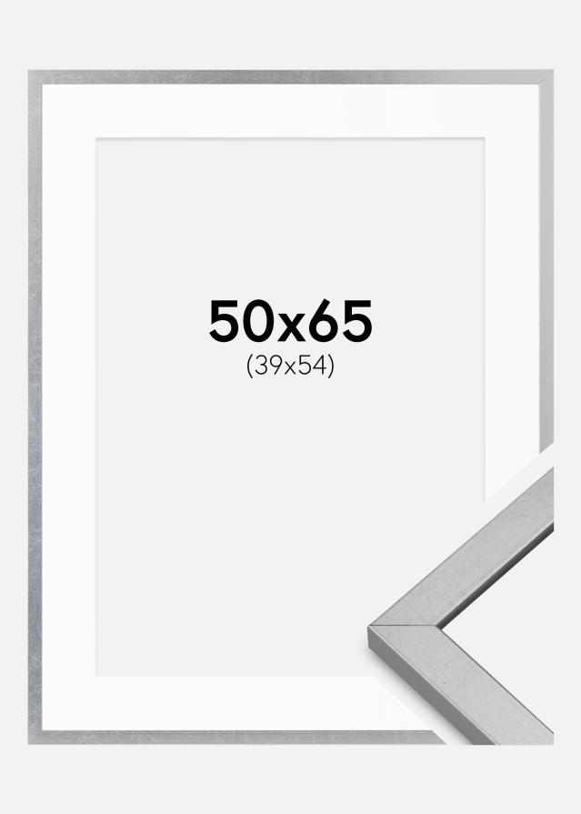 Cadre Minerva Argent 50x65 cm - Passe-partout Blanc 40x55 cm