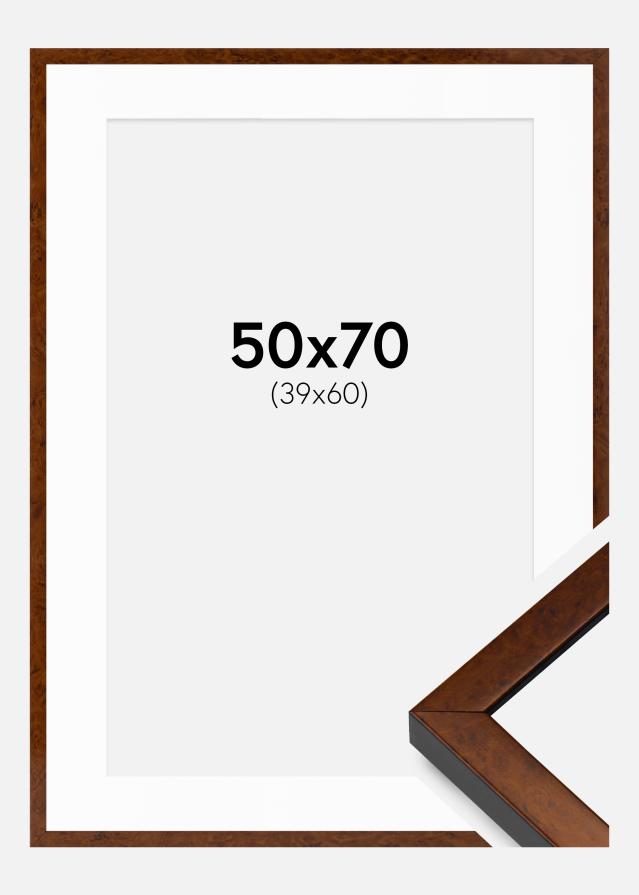 Cadre Ares Noyer 50x70 cm - Passe-partout Blanc 40x61 cm