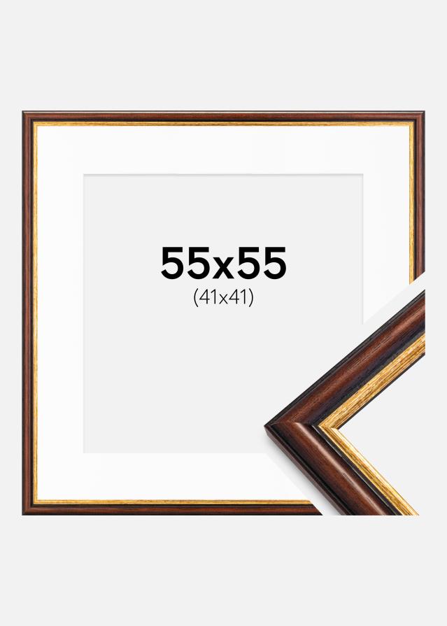 Cadre Siljan Marron 55x55 cm - Passe-partout Blanche 42x42 cm