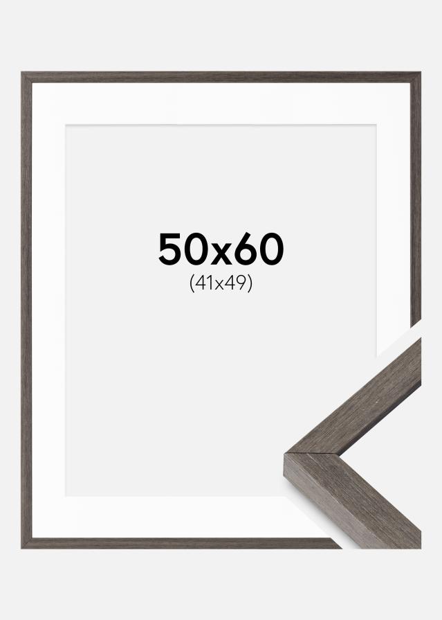 Cadre Ares Chêne Gris 50x60 cm - Passe-partout Blanc 42x50 cm