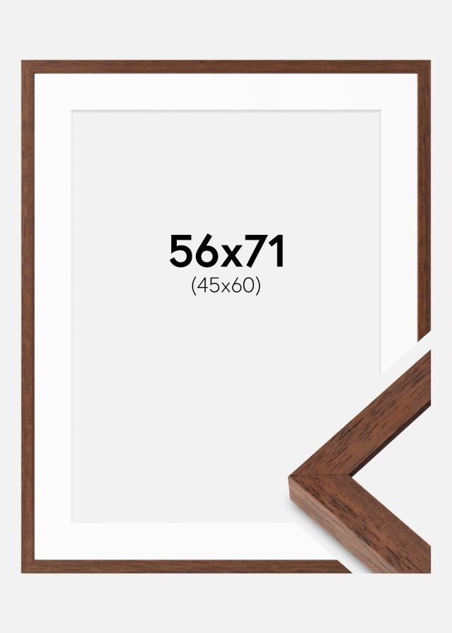 Cadre Hermes Teak 56x71 cm - Passe-partout Blanc 46x61 cm