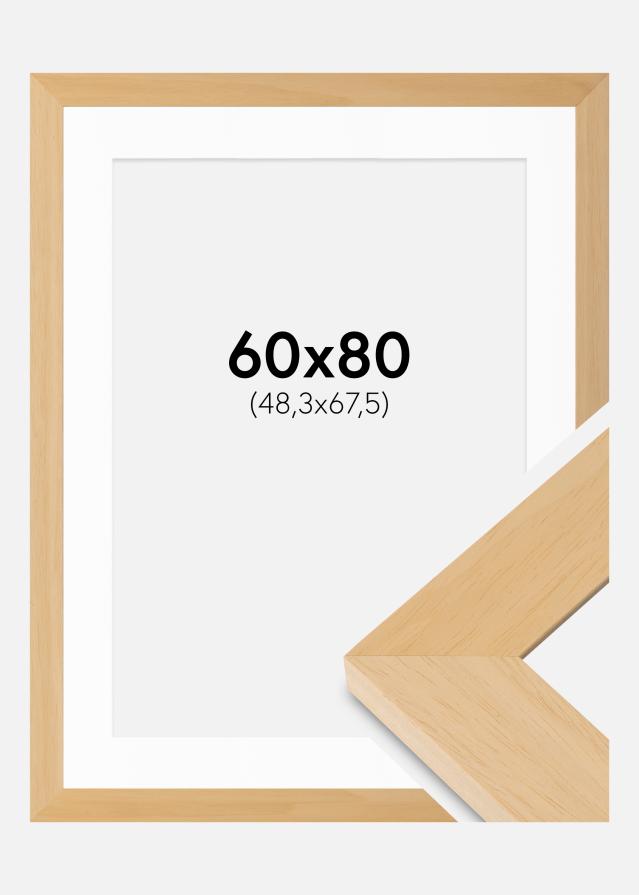Cadre Juno Bois 60x80 cm - Passe-partout Blanc 49,3x68,5 cm
