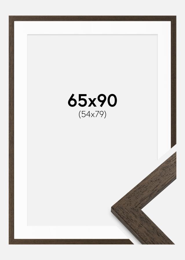 Cadre Marron bois 65x90 cm - Passe-partout Blanc 55x80 cm