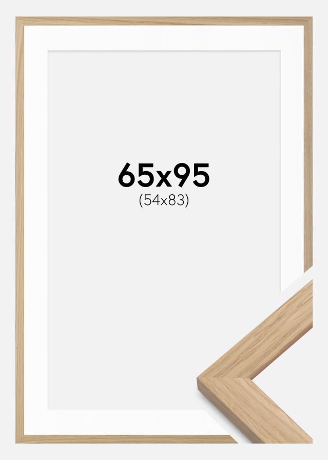 Cadre chêne bois 65x95 cm - Passe-partout Blanc 55x84 cm