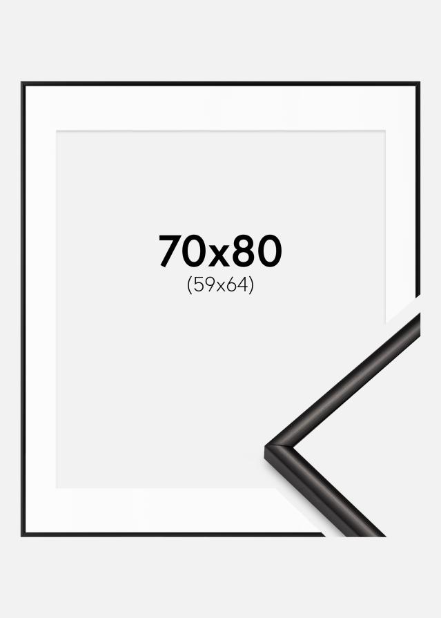 Cadre Scandi Mat Noir 70x80 cm - Passe-partout Blanc 60x65 cm