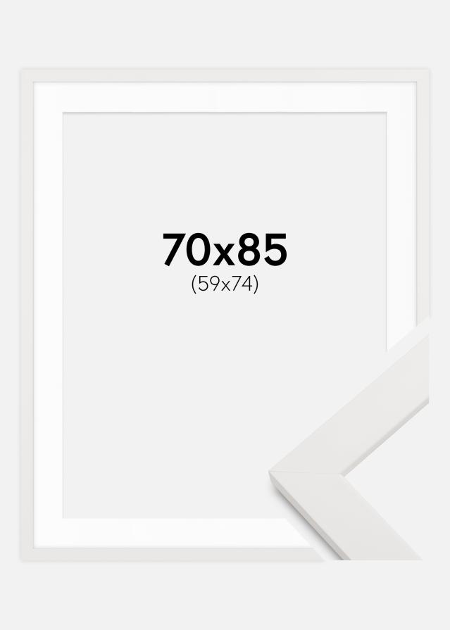 Cadre blanc bois 70x85 cm - Passe-partout Blanc 60x75 cm