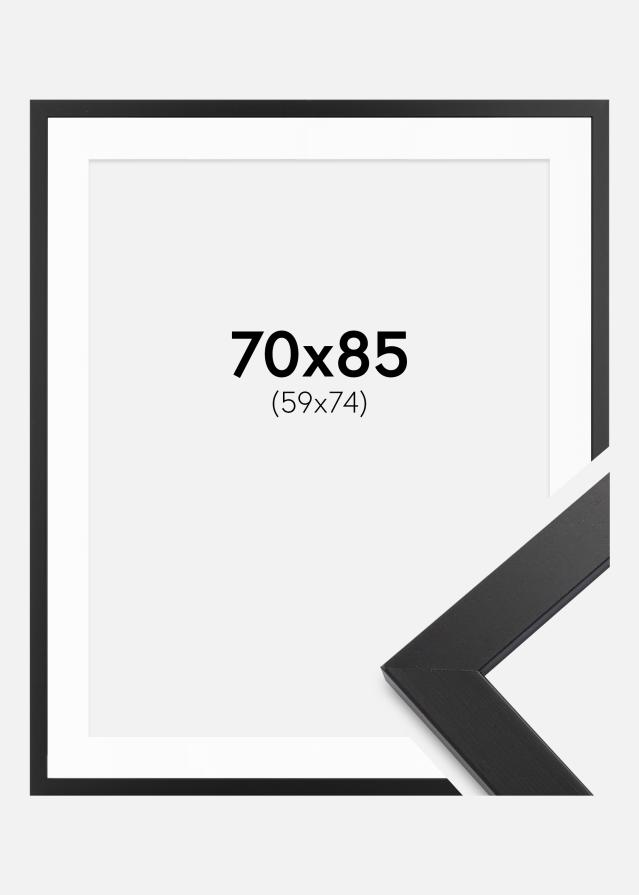 Cadre noir bois 70x85 cm - Passe-partout Blanc 60x75 cm